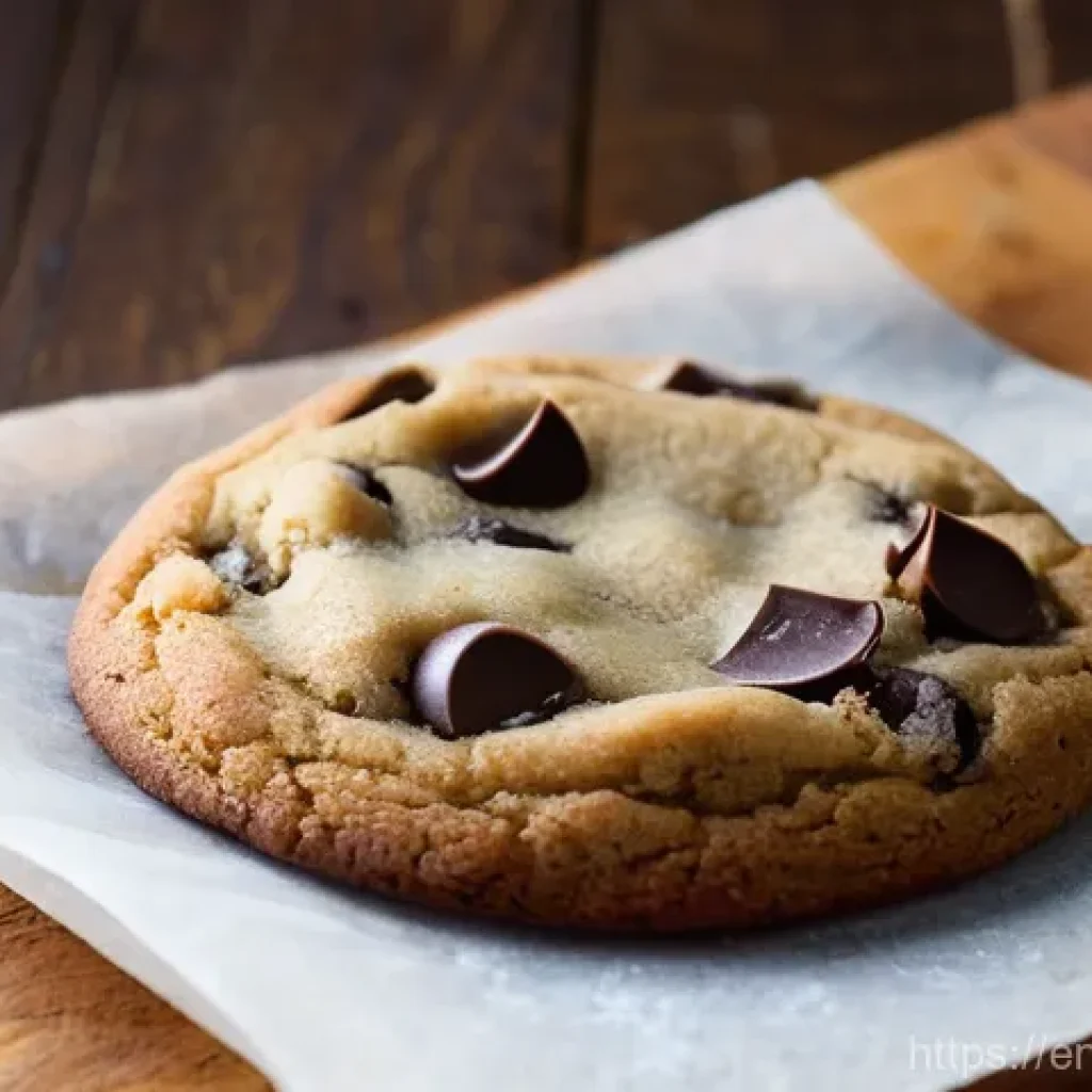 초코과자 제조사별 비교 - **A close-up of a perfectly baked, warm chocolate chip cookie.** The cookie should have a delightful...