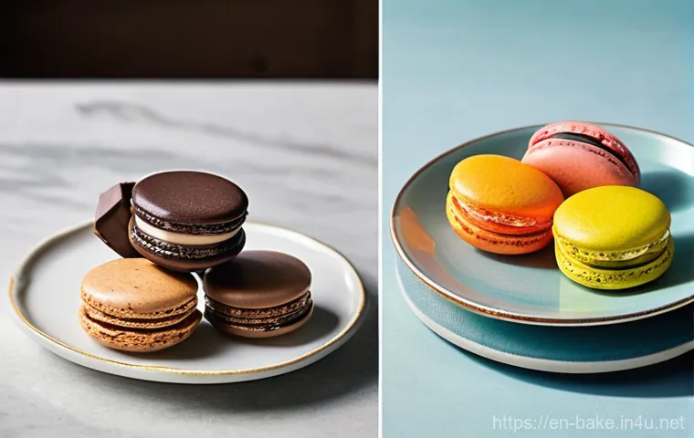 디저트 과자 가격대별 비교 - **Prompt:** A high-resolution, gourmet food photograph showcasing a delicate, multi-layered entremet...