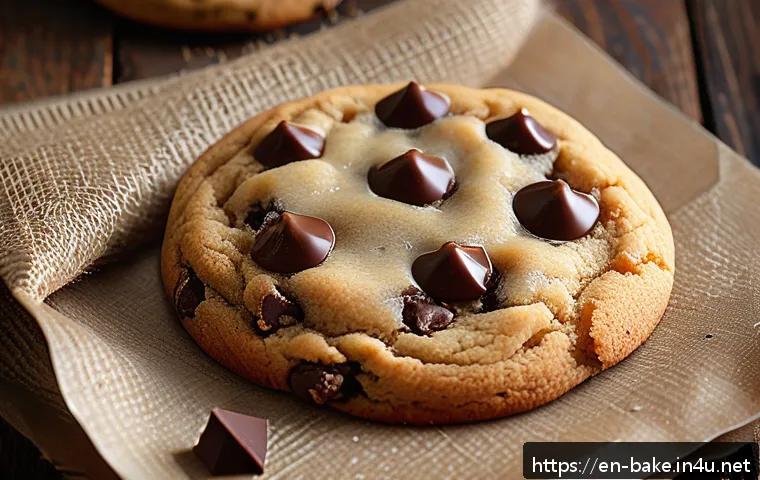초코칩 쿠키 제품 비교 - A close-up, high-resolution image of a soft and chewy chocolate chip cookie on a rustic wooden table...
